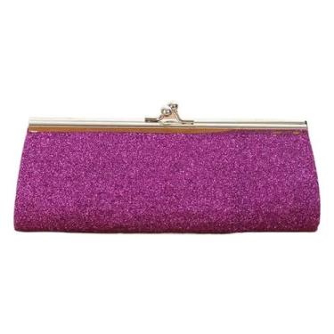 Imagem de 1 pç bolsa feminina de noite bolsa de mão brilhante glitter clutch bolsa de casamento corrente banquete de noiva bolsa de ombro, Roxo, A