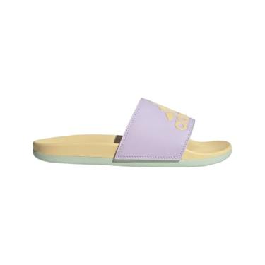 Imagem de adidas Sandália feminina Adilette Comfort Slide, Lavanda gelada/cor laranja/verde linho, 41