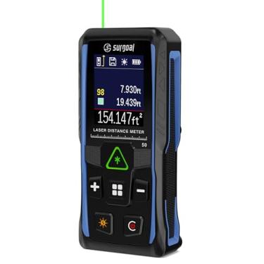 Imagem de Medidor de distância a laser verde de 4 m – Medição digital a laser com sensor de ângulo, LCD retroiluminado giratório de 4 vias, modo pitagórico, interruptor de unidade, precisão de ± 3 mm