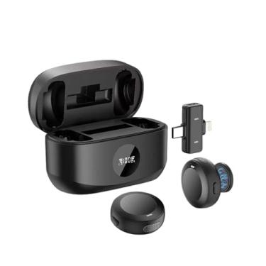 Imagem de Microfone de Lapela Sem Fio Duplo, Conexão Type C e Compativel Ios, Com Redução de Ruído por IA, Ideal para TikTok, Podcast, YouTube, Vídeos