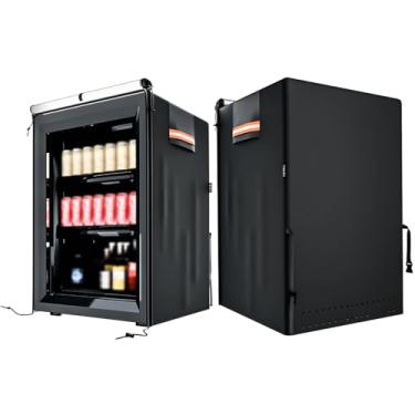 Imagem de EVRBUL Capa vertical para mini freezers, capa preta para geladeira externa, proteção de refrigerador de cerveja para bebidas compatível com a maioria dos minifreezers compactos cúbicos 3.0 (56 cm C x