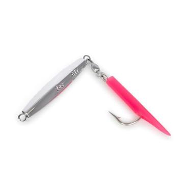 Imagem de UMT A17 Cape Cod Diamond Jig 60 g Cromado Rosa Borracha Teaser 6/0 Gancho Mustad Personalizado para Atum, Stripers, Bluefish e Robalo