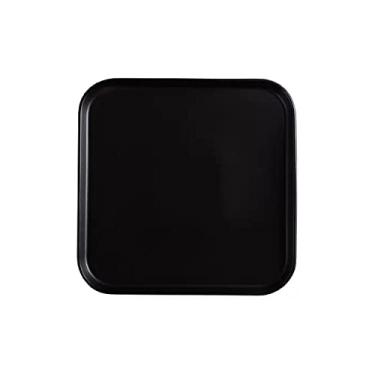 Imagem de Prato de serviço prato de jantar quadrado cor sólida cerâmica utensílios de mesa prato de jantar ocidental para bife, macarrão, pizza, casa, festa, pratos de restaurante (cor: preto, tamanho: 20 cm)