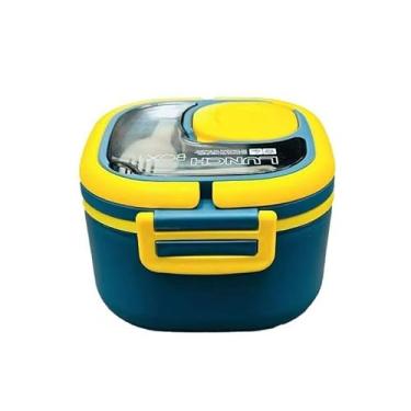 Imagem de Lunch Box com Divisória e Talher – Marmita Leve e Funcional(Amarela)