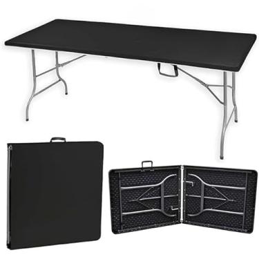Imagem de Mesa Dobrável Portátil em Formato de Maleta: Ideal para Camping, Eventos e Uso Interno com Alça para Fácil Transporte e Armazenamento(Preto)