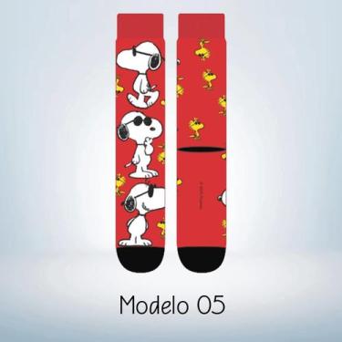 Imagem de Par de Meia Cano Longo Casual Divertida Infantojuvenil Adulto Feminina