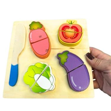 Imagem de Brinquedo Educativo de Madeira Legumes para Cortar Infantil - Toy Mix