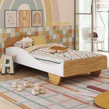 Imagem de Cama Infantil Sol 100% Mdf Branco Brilho/Amêndoa - Móveis Peroba, Marr