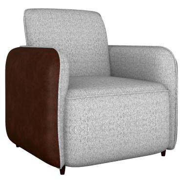 Imagem de Poltrona Decorativa Zurique 76 Cm Linho Vancouver Bege Corino Whisk Milani Store Bege