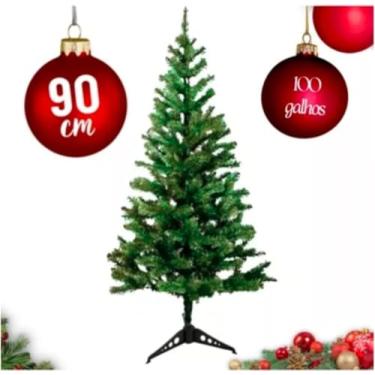Imagem de Árvore de Natal Verde 90cm com 100 Galhos Cheios e Proteção Anti-Chamas Ideal para Decoração de Salas Escritórios e Ambientes Pequenos
