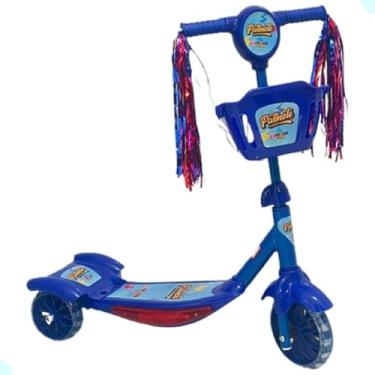 Imagem de SegmaToys Patinete Infantil 3 Rodas Azul com LED, Música, Cesta, Guidão Ajustável 60-70cm, Base Antiderrapante, Suporta 35kg, para Crianças a partir de 3 Anos