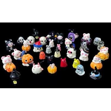 Imagem de Amuletos de resina em miniatura, conjunto de ornamentos de estatuetas de Halloween, enfeites fofos para artesanato de paisagem de aquário faça você mesmo, decorações de Halloween, 36 peças