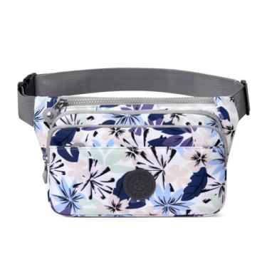 Imagem de Pochetes femininas modernas, bolsa de cintura de grande capacidade, bolsa de cinto, bolsa tiracolo portátil para celular, resistente à água, Flores elegantes, Mochila ajustável