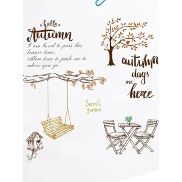 Imagem de Hello Autumn Carimbos transparentes de silicone com sentimentos, carimbos transparentes para decoração de cartões de Natal e álbuns de scrapbook faça você mesmo e faça você mesmo