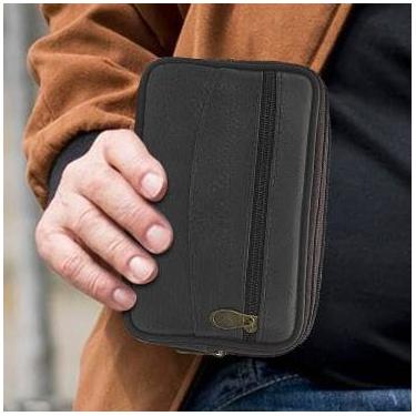 Imagem de Bolsa de cinto masculina, coldre de telefone PU com zíperes de metal, bolsa multifuncional para celular para guardar dinheiro, chave de carro, fones de ouvido, Marrom, Casual