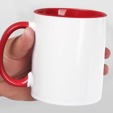 Imagem de Caneca de café de cerâmica, 325 ml de sublimação em branco canecas de café com alça, xícaras de restaurante para café, chá, cacau, cappuccino, cereal, branco fosco e vermelho