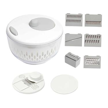 Imagem de Bothyi Secador de salada centrífuga com 5 fatiadores, lavador de frutas reutilizável, tigela para lavar verduras, ervas, frutas vermelhas e outras frutas.