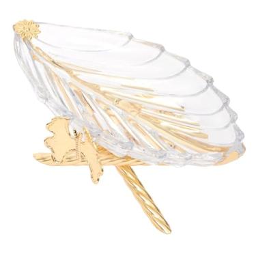 Imagem de ＫＬＫＣＭＳ Bandeja de servir, bandeja de folhas, suporte para bolo, prato de frutas, dourado, transparente, sobremesa, talheres, decoração de peça central para