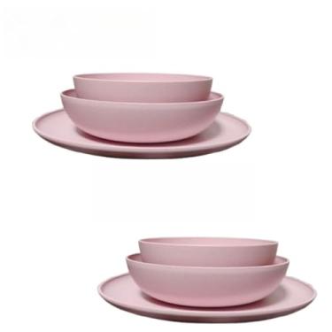 Imagem de ogo de 3 Pratos Resistente Linha Colours – Variedade de Cores, Livre de BPA e Uso no Micro-ondas | Prato Raso, Fundo e Bowl Modernos(Kit 2 jogos de prato/Rosa/You)