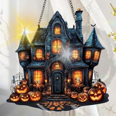 Imagem de Apanhador solar de acrílico colorido, decoração de janela suspensa de Halloween com design de vitral impresso, apanhador de sol, arte de parede de arco-íris, ideia de presente e ornamento de jardim