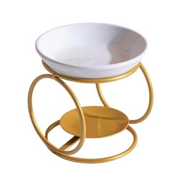 Imagem de Fenteer Queimador de óleo, queimador de cera perfumada, suporte para vela tealight, aquecedor de fragrâncias, aquecedor de cera com estrutura de ferro para, Ouro