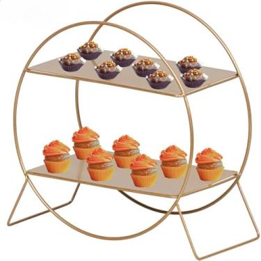 Imagem de Bandeja Gigante Com Duas Camadas Para Roda Gigante, 30 Cm Kit Para Assar E Servir(dourado)