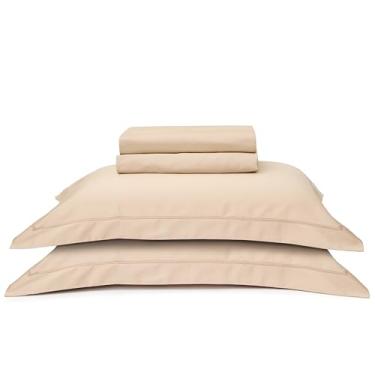 Imagem de Jogo de Lençol Premium Percal 400 fios, 100% algodão, Ultra Macio, Hotel Spa (Areia, Casal)