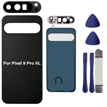 Imagem de Para Pixel 9 Pro XL Vidro traseiro compatível com Google Pixel 9 Pro XL 5G Capa traseira de vidro parte de substituição de porta com lente de câmera, fitas pré-instaladas + ferramentas (não é