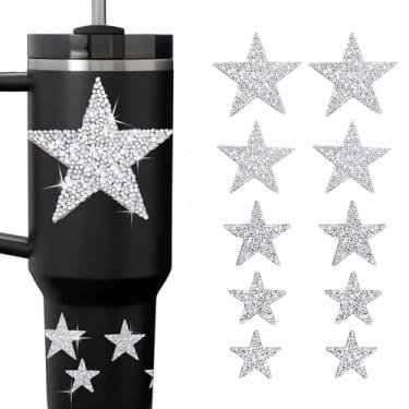 Imagem de LUHOHI 10 peças de adesivos brilhantes brilhantes de strass, decalques brilhantes personalizados com glitter grande para garrafas Stanley, carro, boné de formatura, fone de ouvido, bagagem autoadesivo
