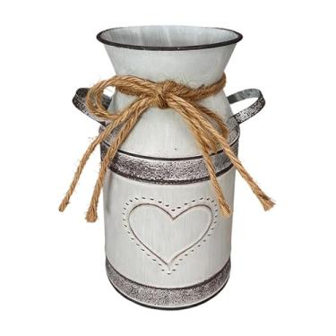 Imagem de Dualoai Jarro Rústico Francês Estilo Campestre, Suporte Decorativo para Flores, Vaso Compacto em Estilo Shabby Chic, Branco