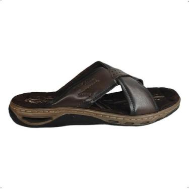 Imagem de Chinelo Masculino facil calce confortavel Couro Pegada 1661, Cravo, 38