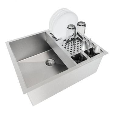 Imagem de Conjunto Cuba 50X40 Bancada Calha Escorredor 55Cm Inox