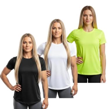 Imagem de Kit 3 Camisetas Femininas Manga Curta Dry Proteção UV Fit Trendixx  Le