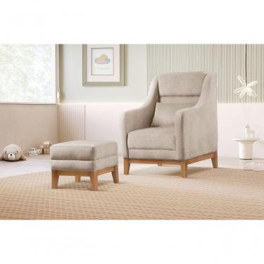 Imagem de Poltrona De Amamentação Com Puff áquila linho Bege 103