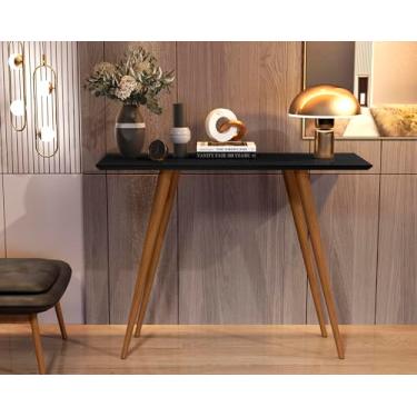 Imagem de Aparador Decoração Hall de Entrada Bancada Sala Estar Buffet Jantar Armário Balcão Cozinha Cantinho do Café Multiuso Escrivaninha Notebook Retrô Pés Palito Classic (Preto)