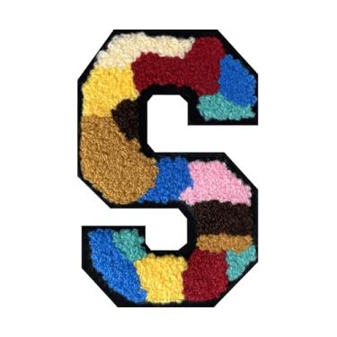 Imagem de 1 peça de patch de letra de chenille de ferro de camuflagem de 11,4 cm – Remendos do alfabeto para roupas, jaquetas, mochilas, chapéus para decoração personalizada, nome personalizado e artesanato. (P