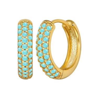 Imagem de 2026 Brincos de argola mínimos azuis luxuosos para mulheres de zircônia de cristal pequeno brinco de cartilagem fina - brincos de argola modernos, presente elegante para uso diário ou eventos