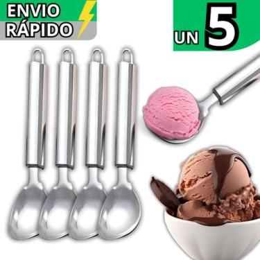 Imagem de Kit 5 Colher Pegador Para Pegar Sorvete em Inox Resistente Profissiona