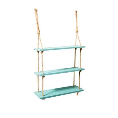 Imagem de Estantes de parede prateleiras de loja de roupas vintage estante de três camadas decorações de parede pingente de parede para quarto suporte de parede 4 cores (cor: azul, tamanho: 50 × 15 × 1,5 cm