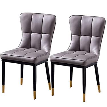 Imagem de Conjunto de 2 cadeiras de jantar para sala de jantar, cadeiras de cozinha, sala de jantar, cadeiras laterais modernas com almofada de poliuretano e pernas de metal, cadeiras de cozinha e sala de estar