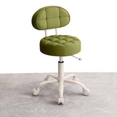Imagem de BSNANCA Banqueta de spa com encosto para salão de beleza e loja, cadeira de desenho giratória de altura ajustável com encosto para trabalho de fábrica (verde)
