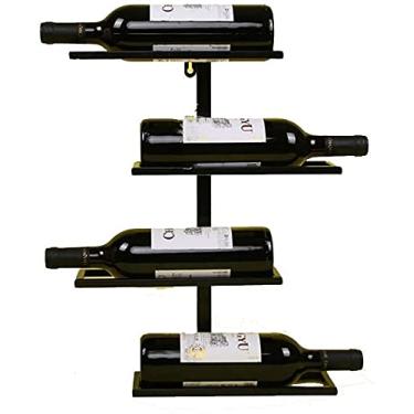 Imagem de ZJYWMM Garrafas rack de vinho vertical montado na parede rack de armazenamento bar armário de vinho rack de armazenamento multi-garrafa para casa, adega, bar, show de vinhos (cor: preto, tamanho: 4535