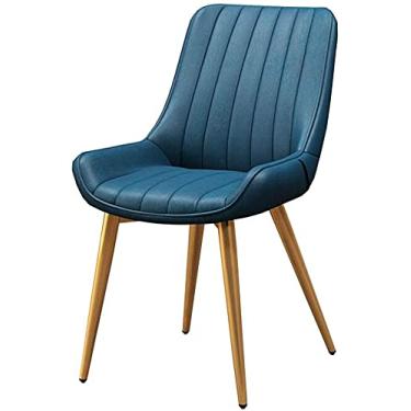 Imagem de Cadeiras de móveis de sala de jantar de cozinha cadeiras de jantar cadeira de encosto de couro PU pernas de metal cadeira de café de lazer cadeira de maquiagem estilo nórdico (cor: azul, tamanho