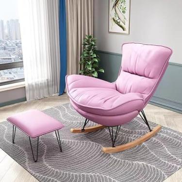 Imagem de FENOKD Cadeira de balanço estofada moderna com apoio para os pés, encosto alto, cadeira reclinável para adultos para sala de estar confortável, pernas ajustáveis para suporte adicional (tamanho único)