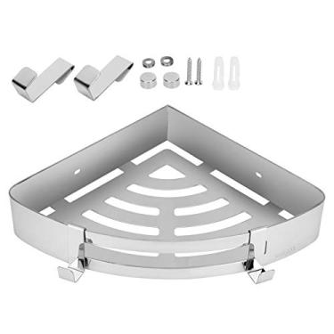 Imagem de Prateleira de canto triangular oca de aço inoxidável 304, rack de armazenamento de banheiro para xampu e produtos de banho, instalação de pendurar na parede, resistente e moderna