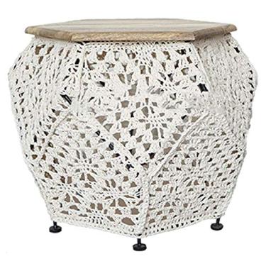 Imagem de Mesa lateral de sofá de renda, varanda, mesa de chá, sala de estar, mesa redonda pequena criativa (cor: branco, tamanho: 36 40 50 cm) (cor: branco, tamanho: 364050 cm)