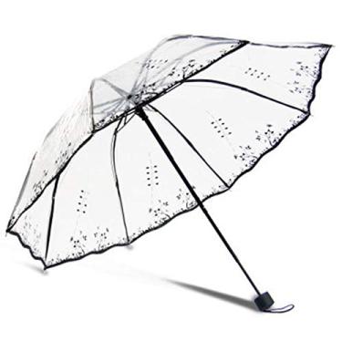Imagem de Guarda-chuva impresso transparente, guarda-chuva transparente dobrável de 8 ossos, guarda-chuva de casamento para noiva, guarda-chuva de viagem à prova de vento, usado como presente. (A)