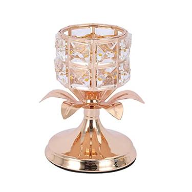 Imagem de Castiçal de cristal oco enfeites de festa luz de chá, castiçais de 7 x 24 cm (tamanho: 7 x 14 cm)