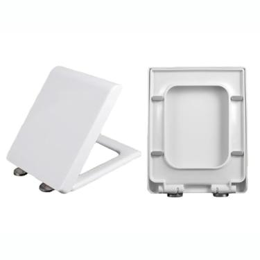 Imagem de Assento sanitário, assento de vaso sanitário, assentos de sanita quadrados, fechamento macio, capa de assento silencioso, liberação rápida, assento de loo fácil de limpar com fixação superior e