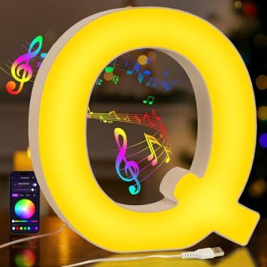 Imagem de MeRGBWLife Q Letreiro de LED – Controle de aplicativo USB que muda de cor, decoração temática Queen para festas, sinal de parede elegante para meninas adolescentes